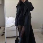 Black Coat With Dress Outfit