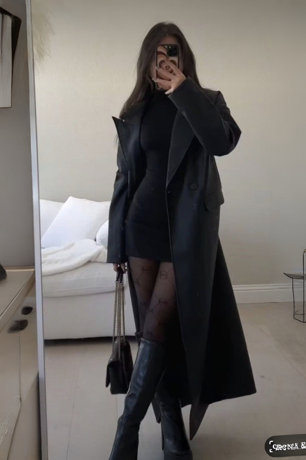 Black Coat With Dress Outfit