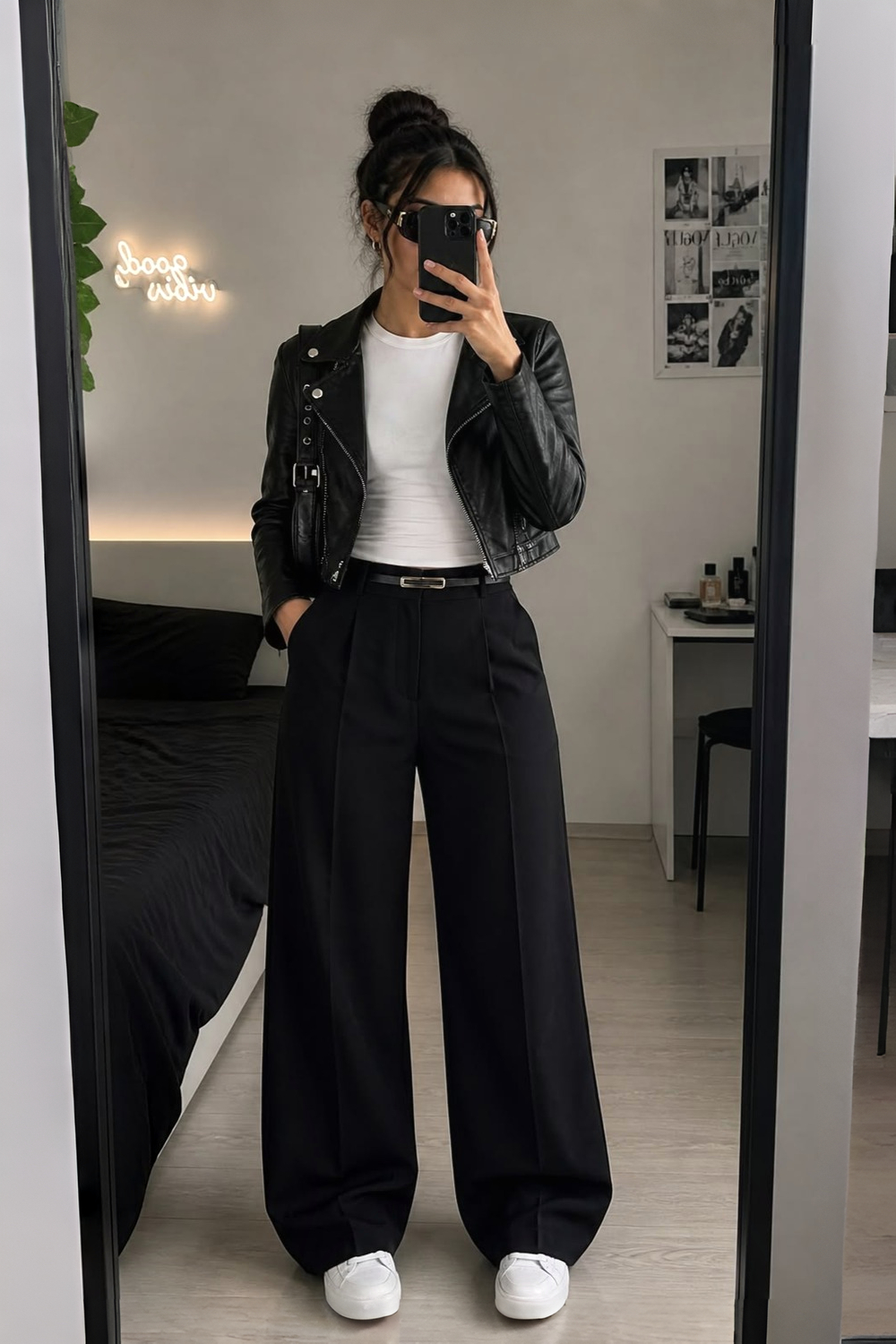 Work Outfits Leather Jacket