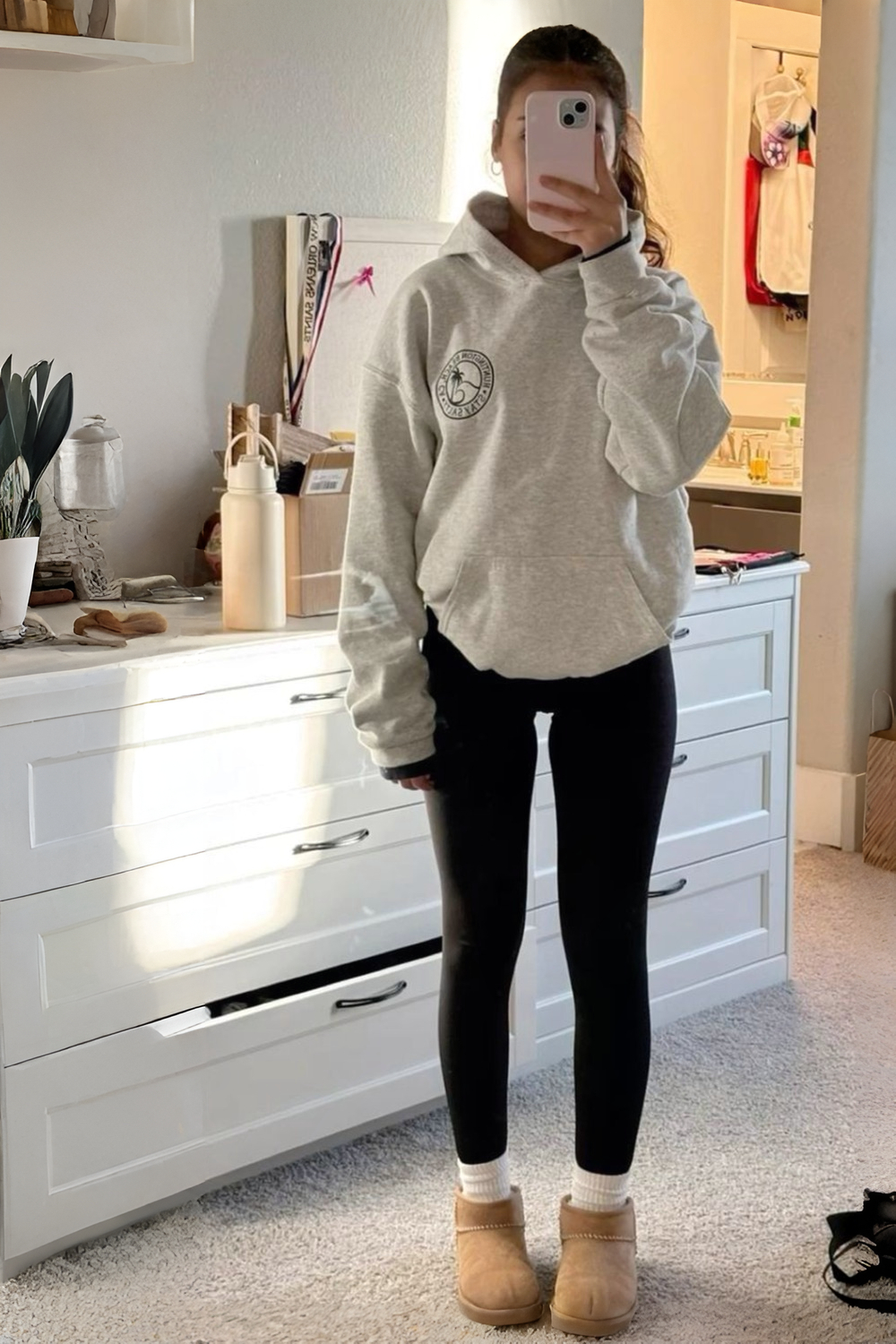 simple outfit Pink Gray Leggings